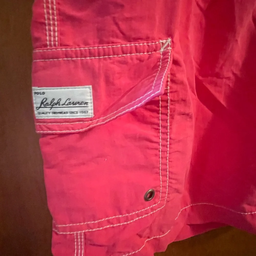 Polo Ralph Lauren Swim Trunks Mens XXL Pink Pony Mesh Cargo Shorts Vintage